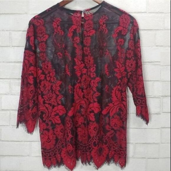 NWOT BKE Boutique Red and Black lace blouse For Buckle - Picture 7 of 8